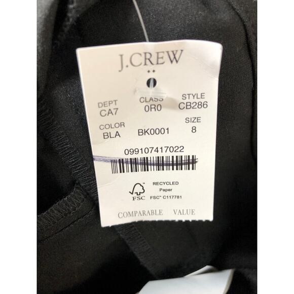 J. Crew Factory Trouser Pants Slim Fit Tapered Leg Full Length Black NWT Size 8 - Picture 10 of 10